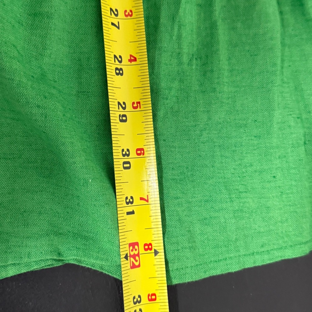 Valentina Naldi Dress Womens XL Green Linen Blend Tiered Made in Italy Coastal - Picture 7 of 9